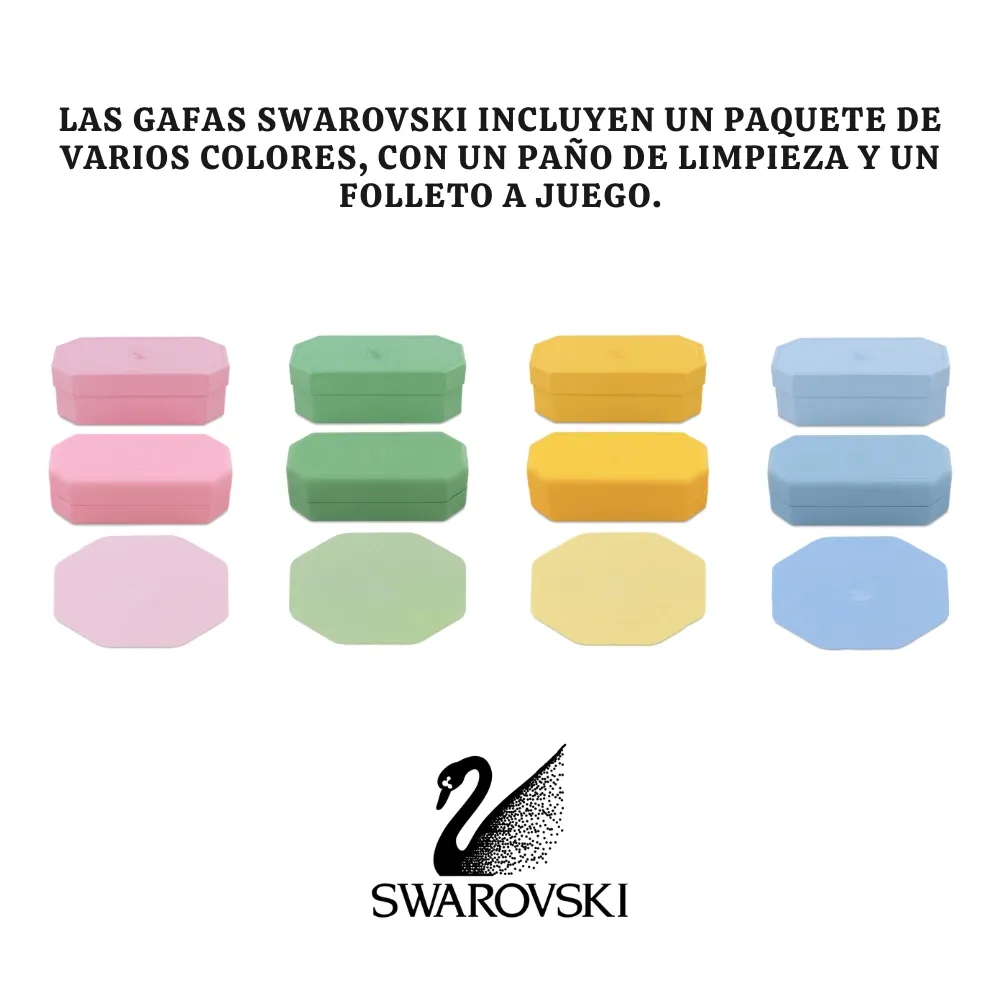 LAS GAFAS SWAROVSKI INCLUYEN UN PAQUETE DE VARIOS COLORES, CON UN PAÑO DE LIMPIEZA Y UN FOLLETO A JUEGO. (1000 x 1000 px).webp